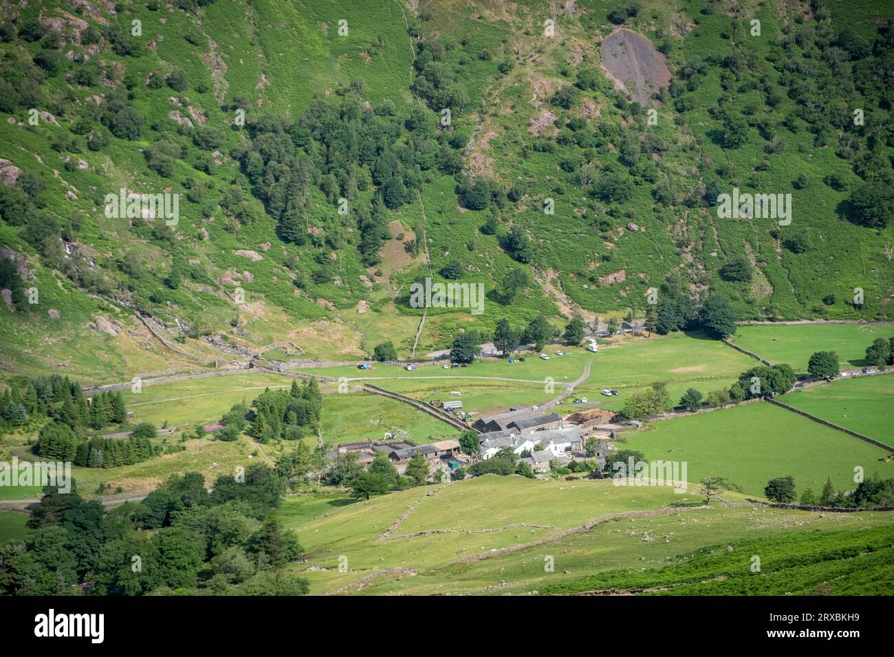 The hamlet of Seathwaite in Borrowdale, in the English Lake District, UK Stock Photo