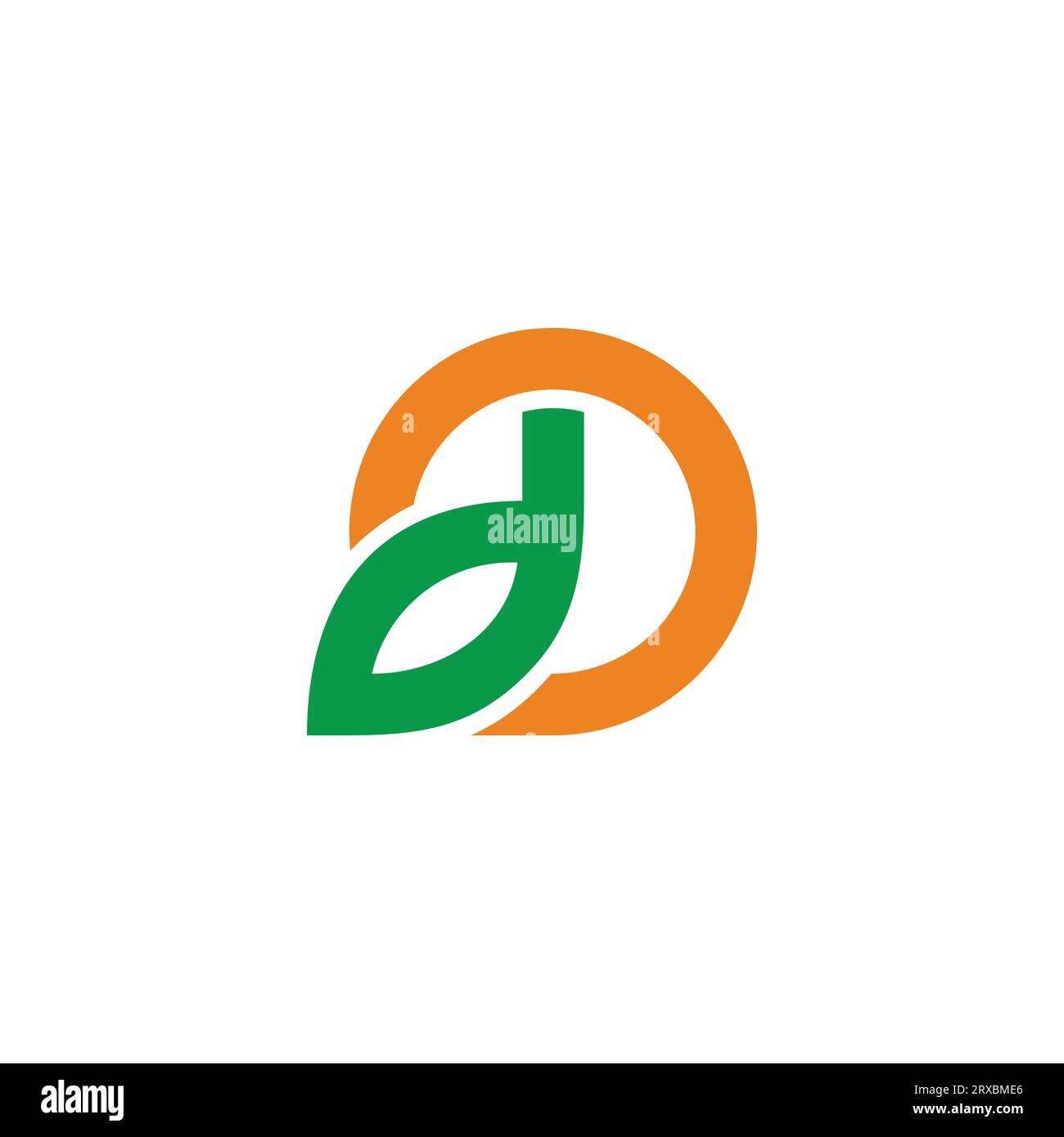 letter d leaf circle simple colors logo vector Stock Vector