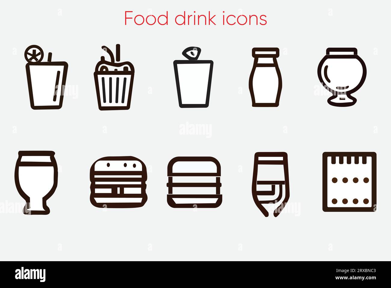 Set of food and beverage icons in vector format Stock Vector Image ...