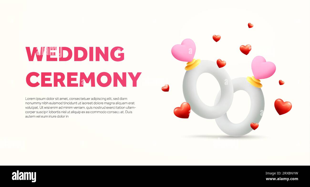 3d wedding service and valentine banner template with couple of cute ...
