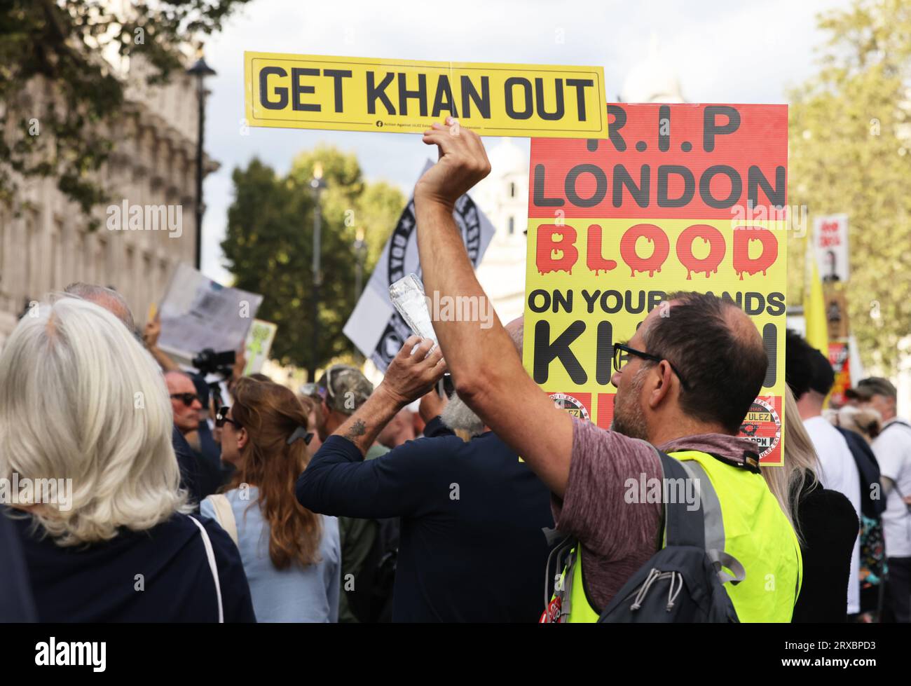 I Will Not Comply march on Whitehall, including several movements, including anti ULEZ expansion, anti Net Zero, anti Covid vaccines and general anti-establishment, in central London, UK Stock Photo