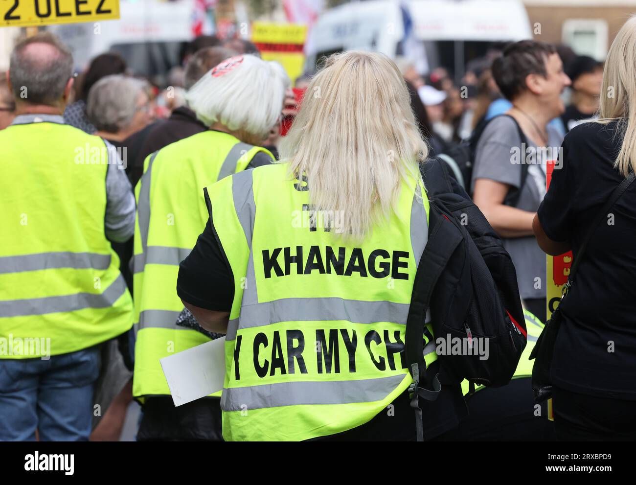 I Will Not Comply march on Whitehall, including several movements, including anti ULEZ expansion, anti Net Zero, anti Covid vaccines and general anti-establishment, in central London, UK Stock Photo