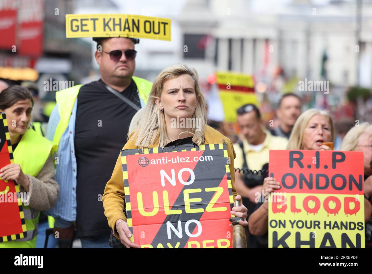 I Will Not Comply march on Whitehall, including several movements, including anti ULEZ expansion, anti Net Zero, anti Covid vaccines and general anti-establishment, in central London, UK Stock Photo