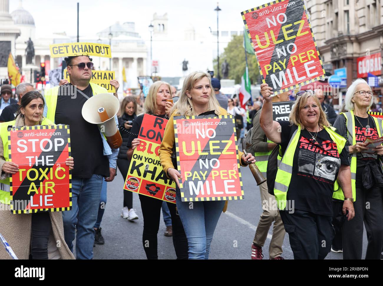 I Will Not Comply march on Whitehall, including several movements, including anti ULEZ expansion, anti Net Zero, anti Covid vaccines and general anti-establishment, in central London, UK Stock Photo