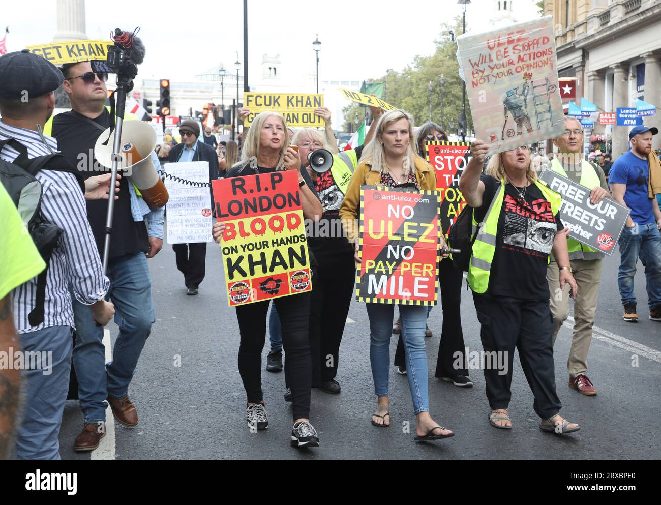 I Will Not Comply march on Whitehall, including several movements, including anti ULEZ expansion, anti Net Zero, anti Covid vaccines and general anti-establishment, in central London, UK Stock Photo