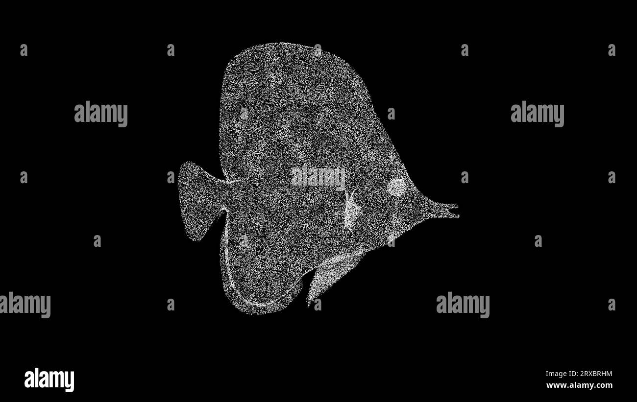 3D Aquarium fish on black background. Hobby concept. Tropical fish