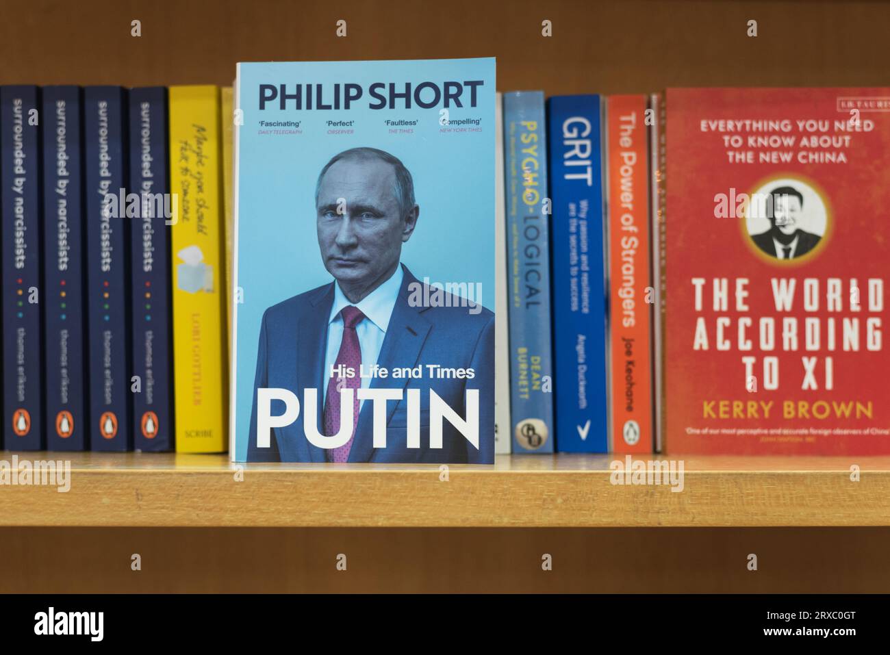 Bangkok, Thailand - September 24, 2023: a book Putin: His Life and Times by Philip Short on a bookstore's shelf. Stock Photo