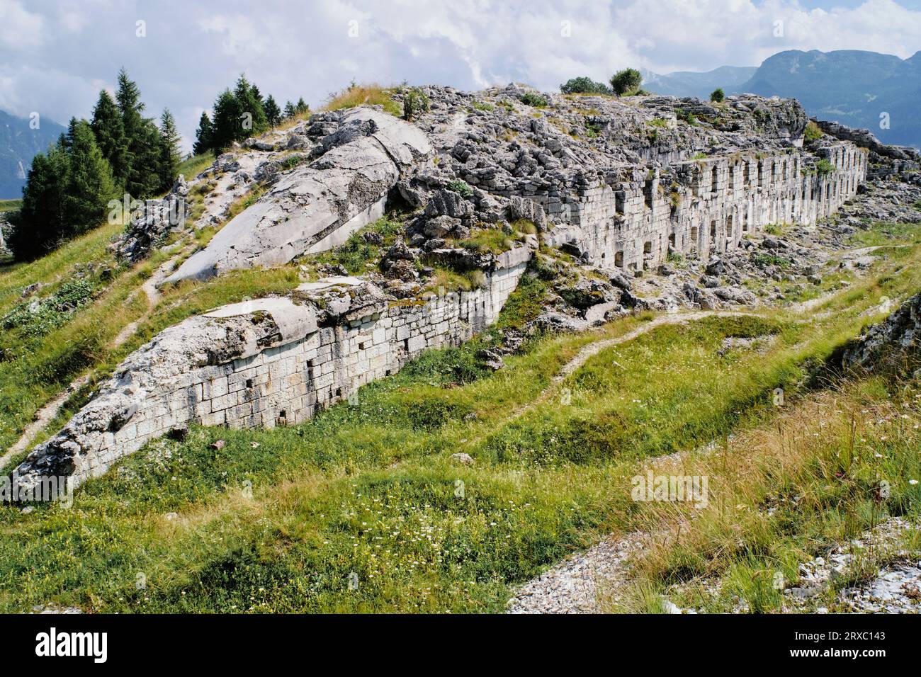 Italy Rural Fort Folgaria, Italy - July 15 2023:Forte Dosso delle Somme, defensive fort ...