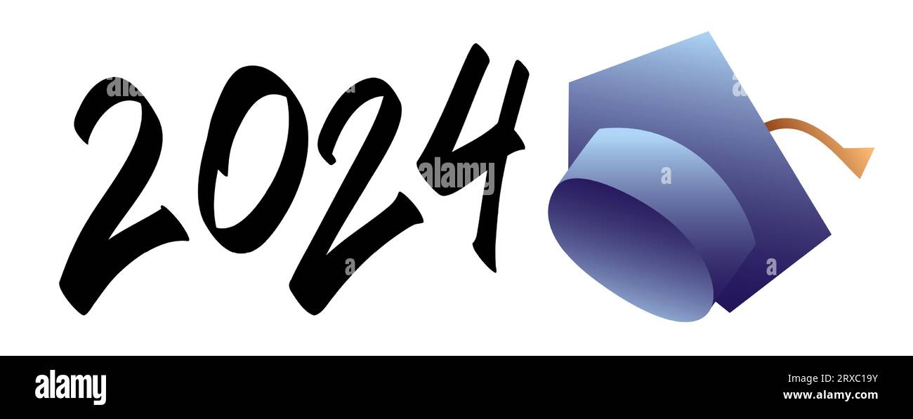 Class of 2024 handwritten typography. Education. Students 2024 class