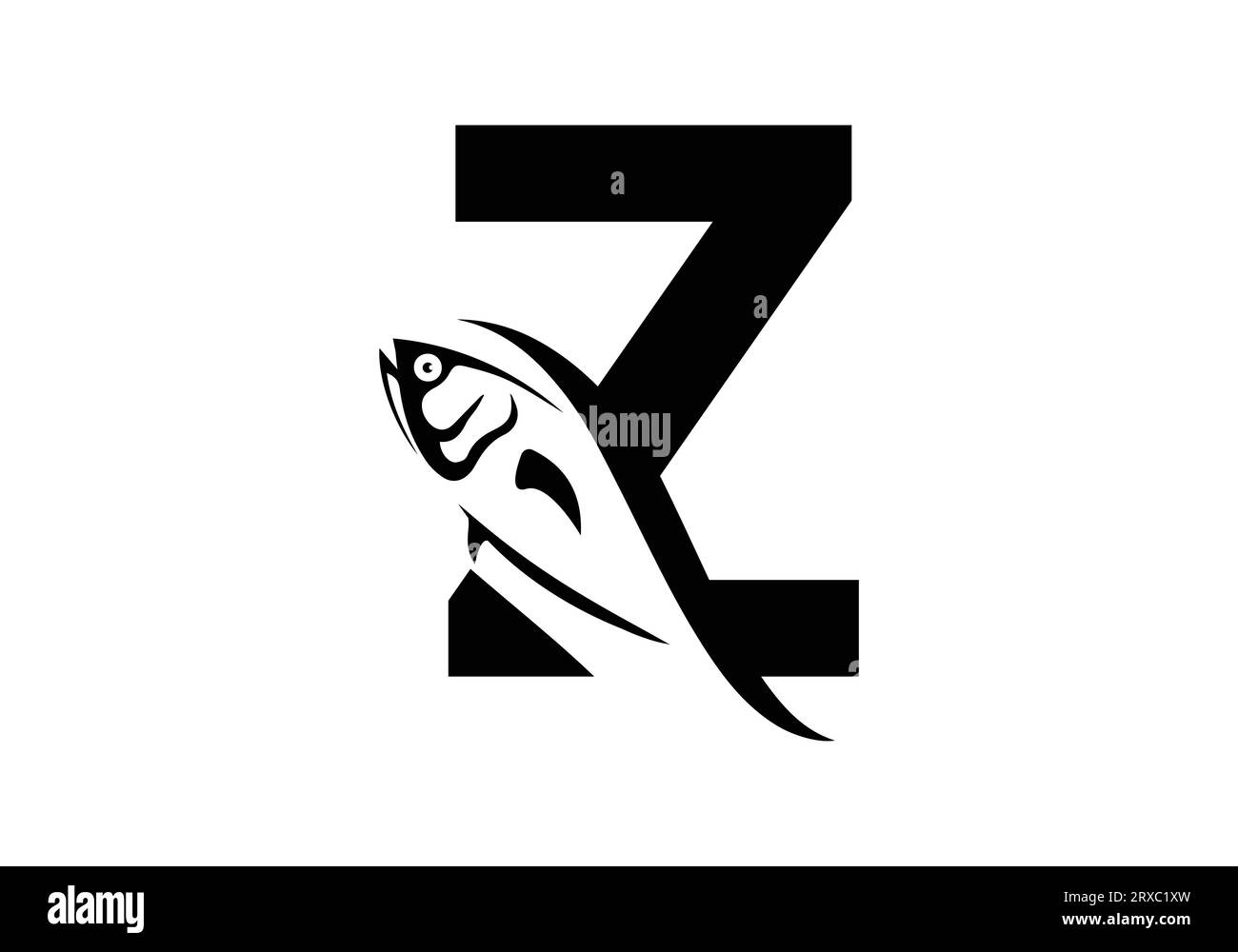 Letter Z with fish logo design vector template Stock Vector