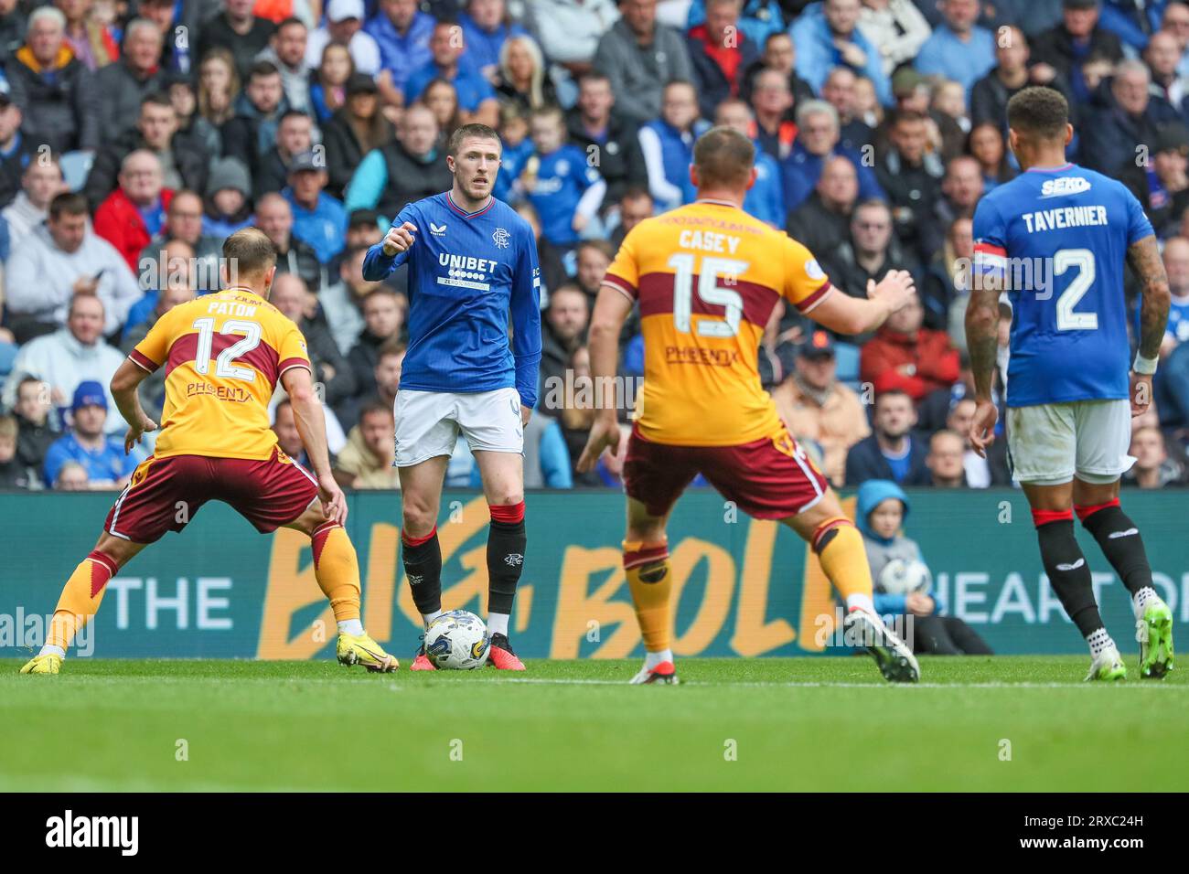 Glasgow, UK. 24th Sep, 2023. Rangers played Motherwell at Ibrox stadium