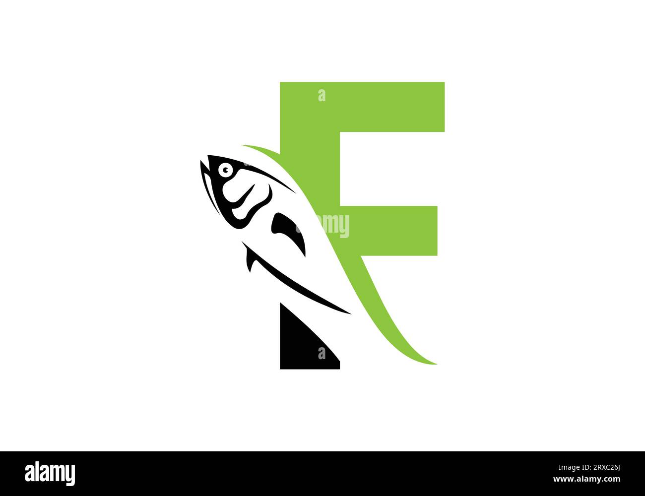 Letter F with fish logo design vector template Stock Vector