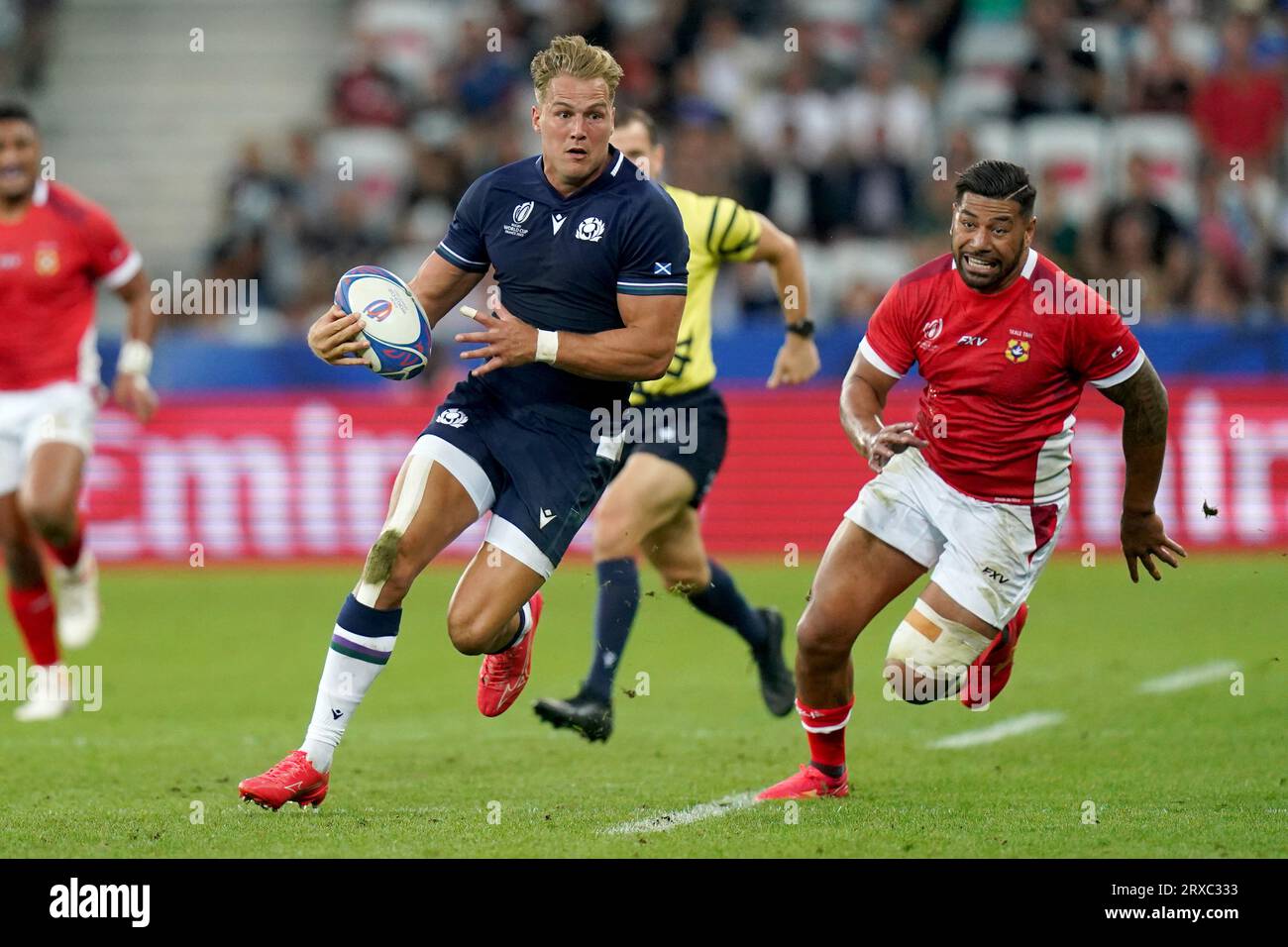Scotland's Duhan van der Merwe breaks away during the Rugby World Cup ...