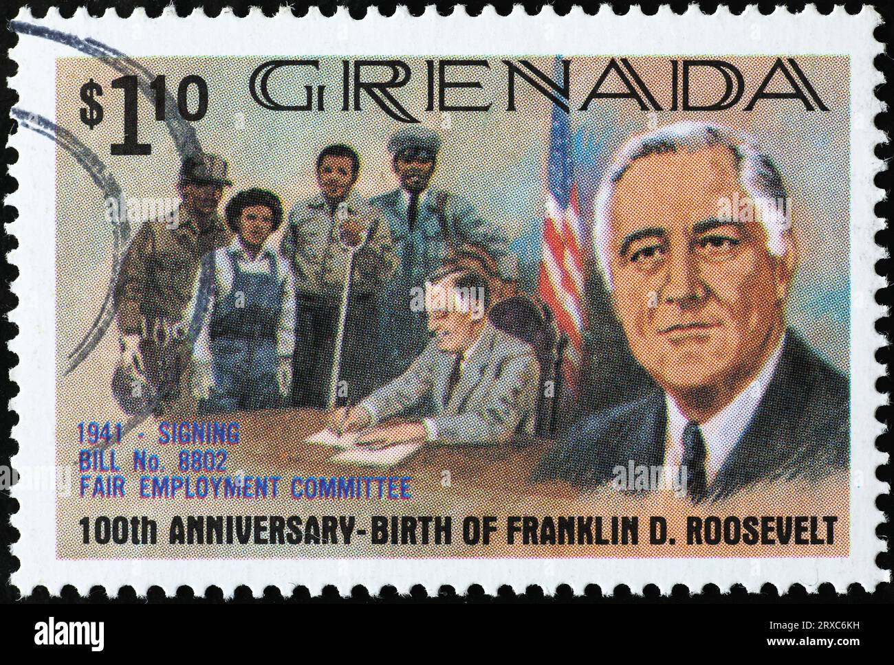 Franklin D.Roosevelt birthday celebrated on postage stamp Stock Photo