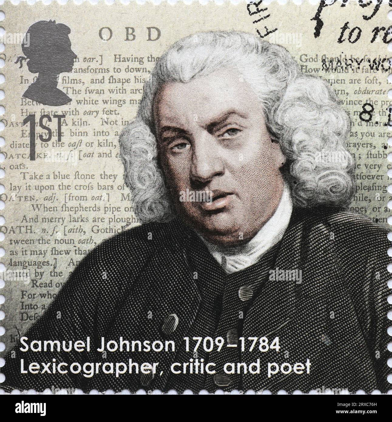 Samuel Johnson portrait on british postage stamp Stock Photo