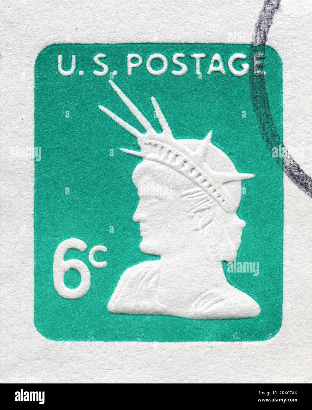Statue of Liberty head on vintage american stamp Stock Photo Alamy