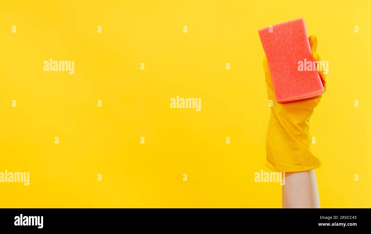 Cleaning equipment hand protective gloves sponge Stock Photo Alamy