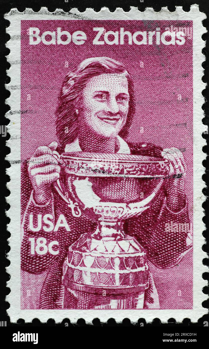 Babe Zaharias on vintage postage stamp Stock Photo