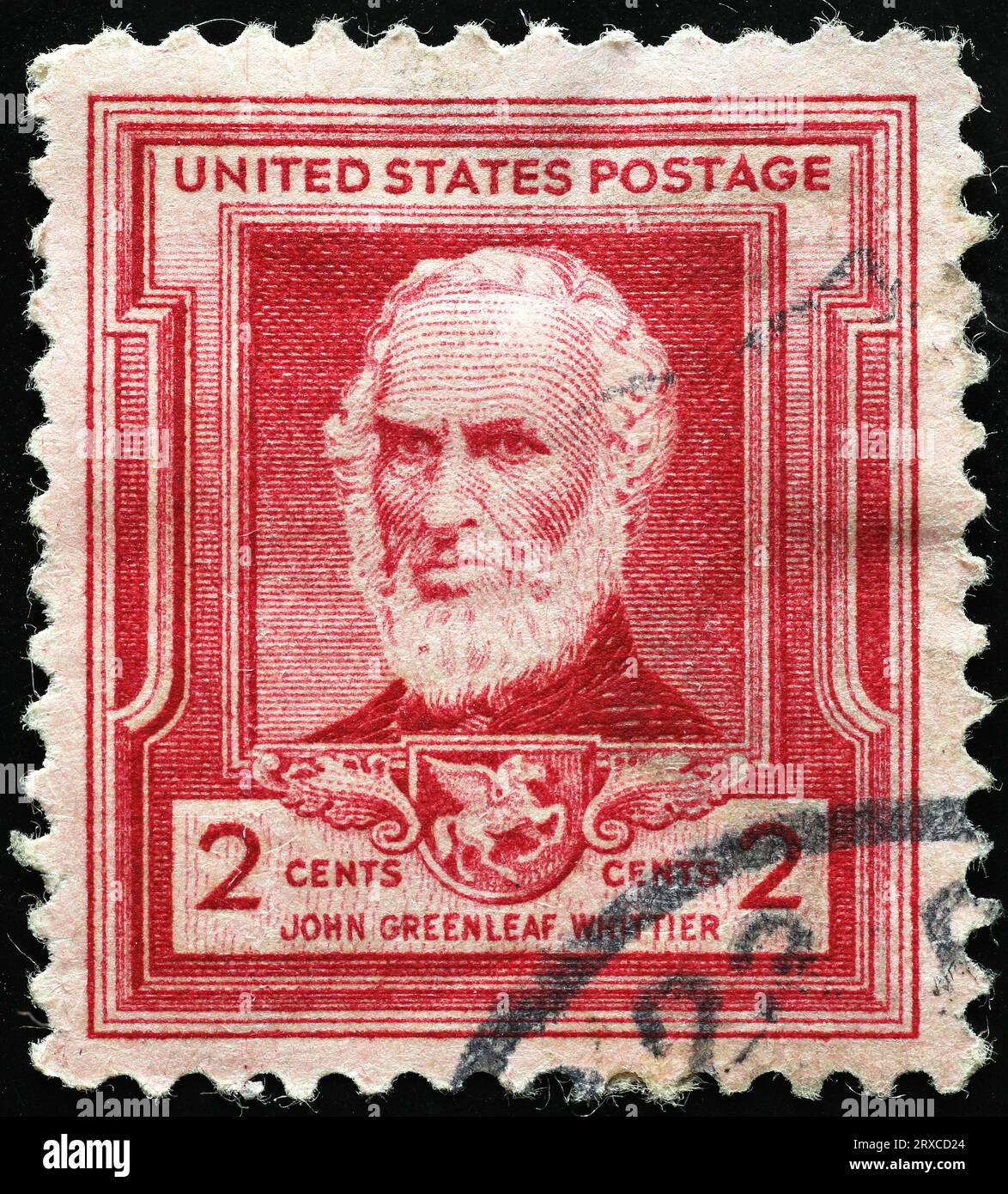 Abolitionist John Greenleaf Whittier on vintage postage stamp Stock