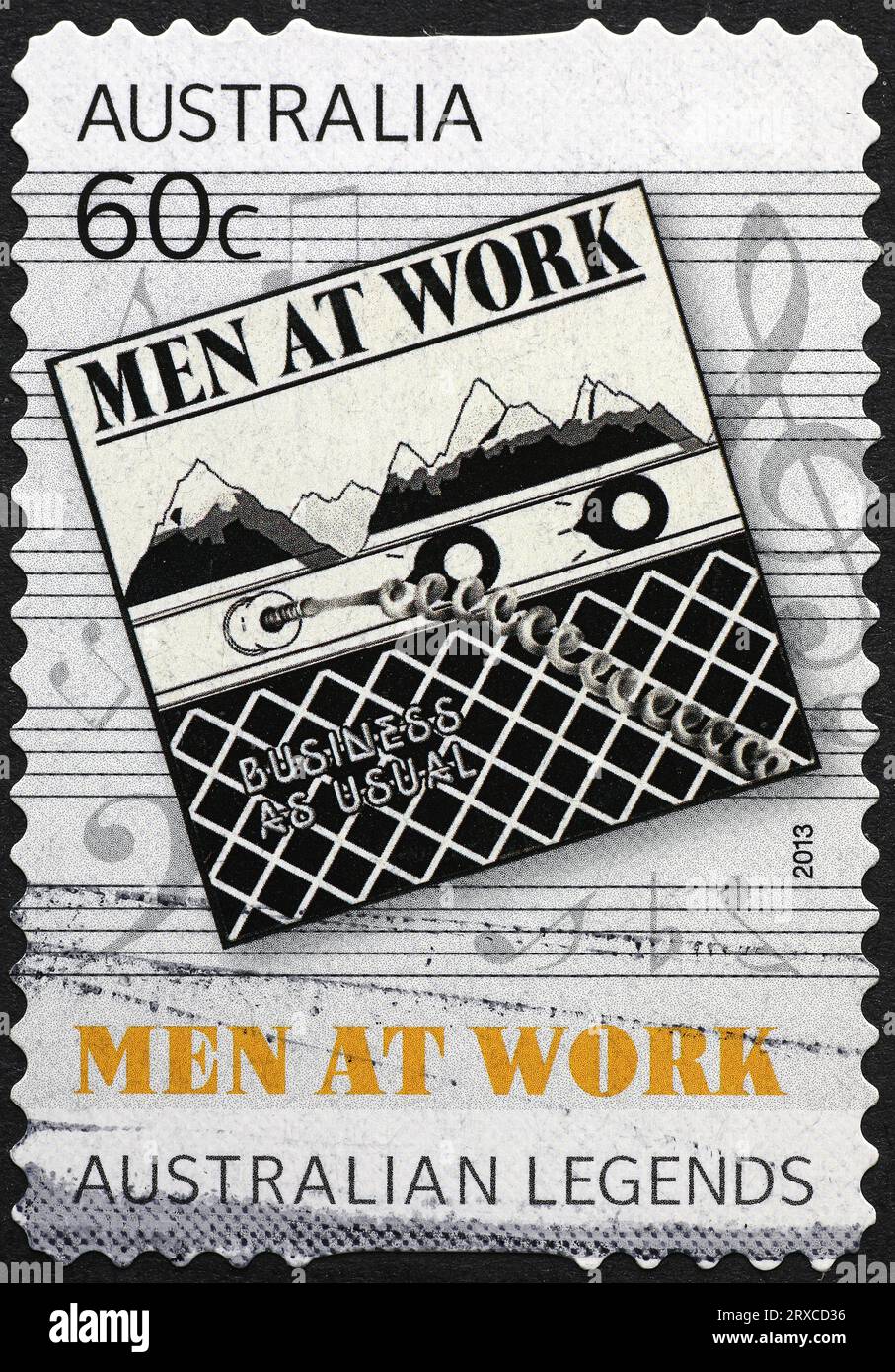 Album 'Business as usual' by Men at work on australian stamp Stock Photo