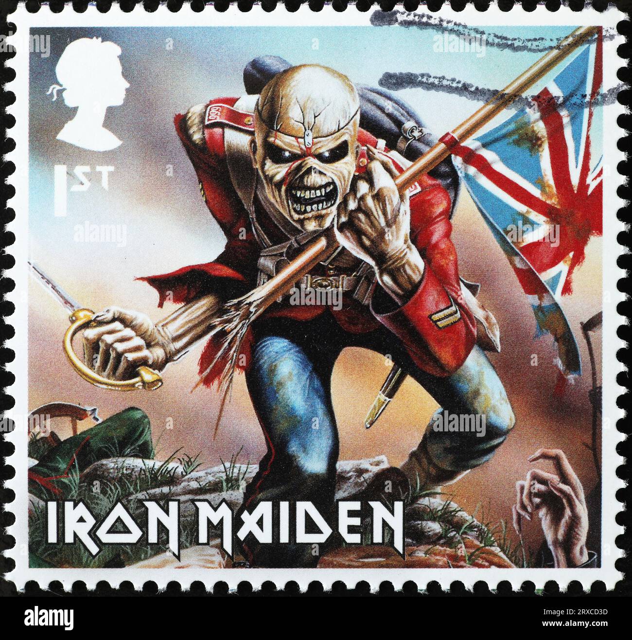 Album 'Invasion of rarities' by Iron Maiden on british stamp Stock Photo