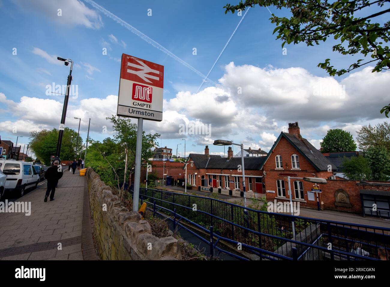 Urmston railway station in Urmston, Greater Manchester, England, is 5 ¹