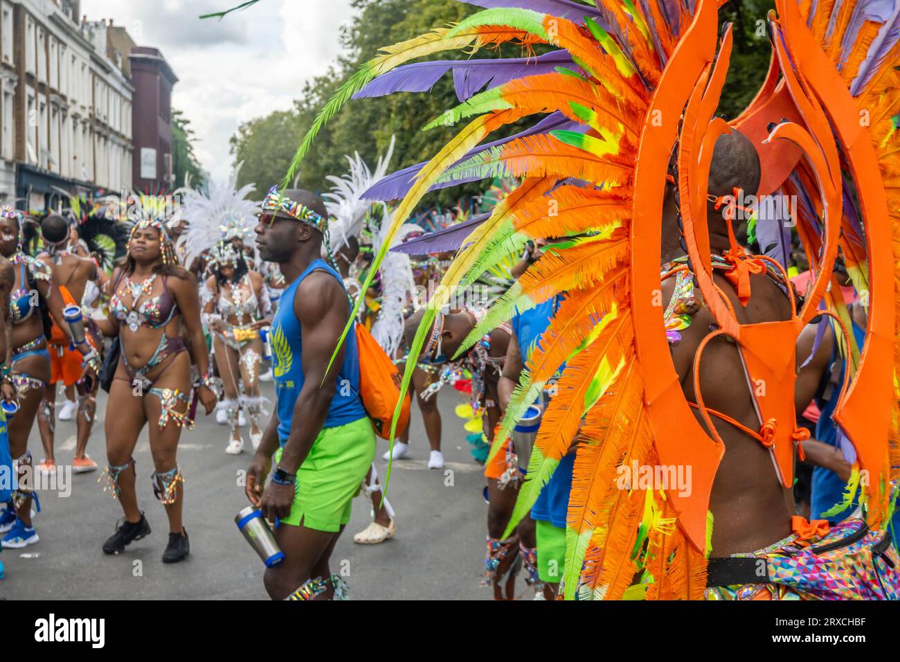 NOTTING HILL, LONDON, ENGLAND 28 August 2023 Performers wearing