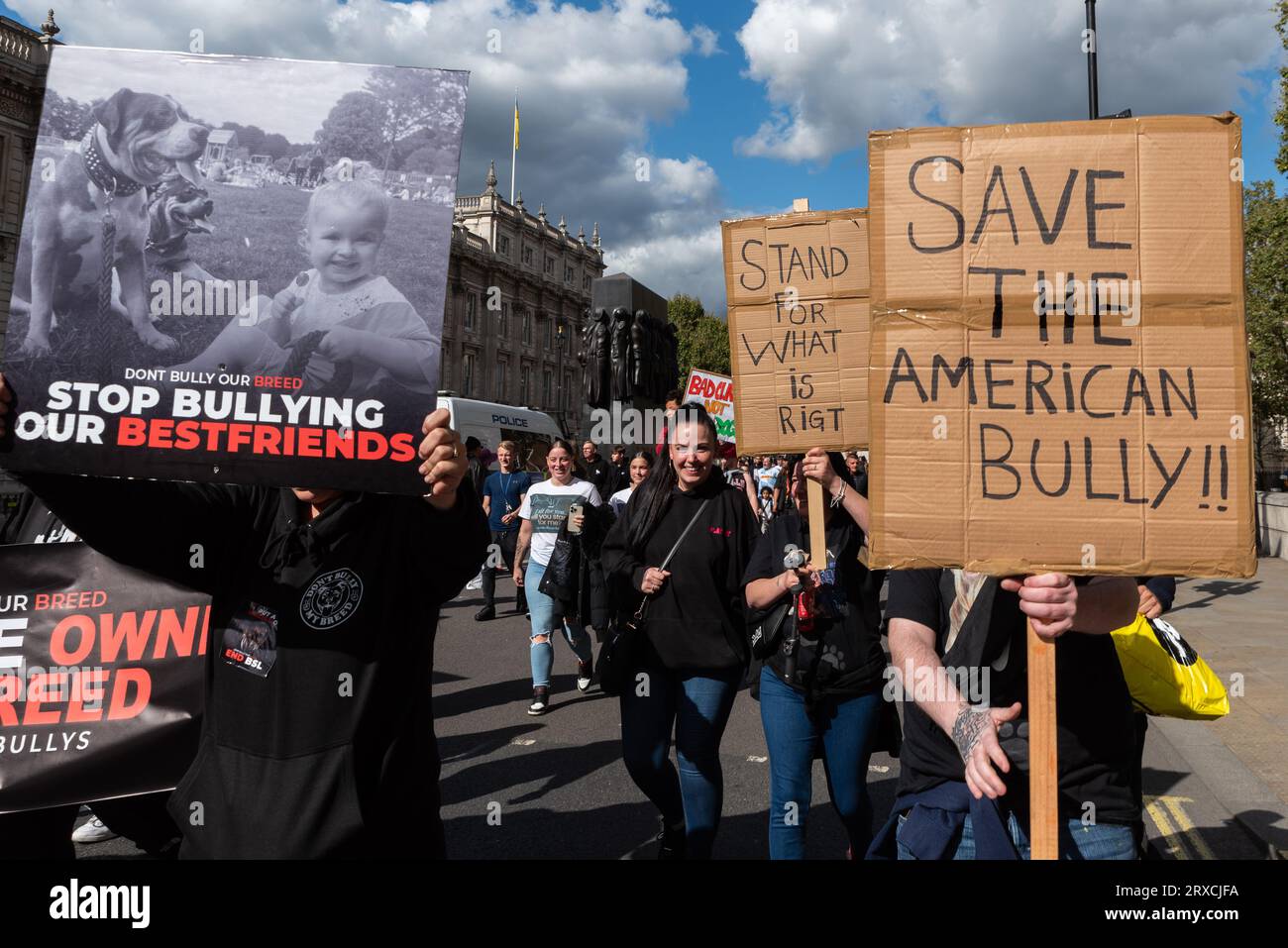 Protest against banning of XL Bully dogs in the UK by end of 2023. The ...