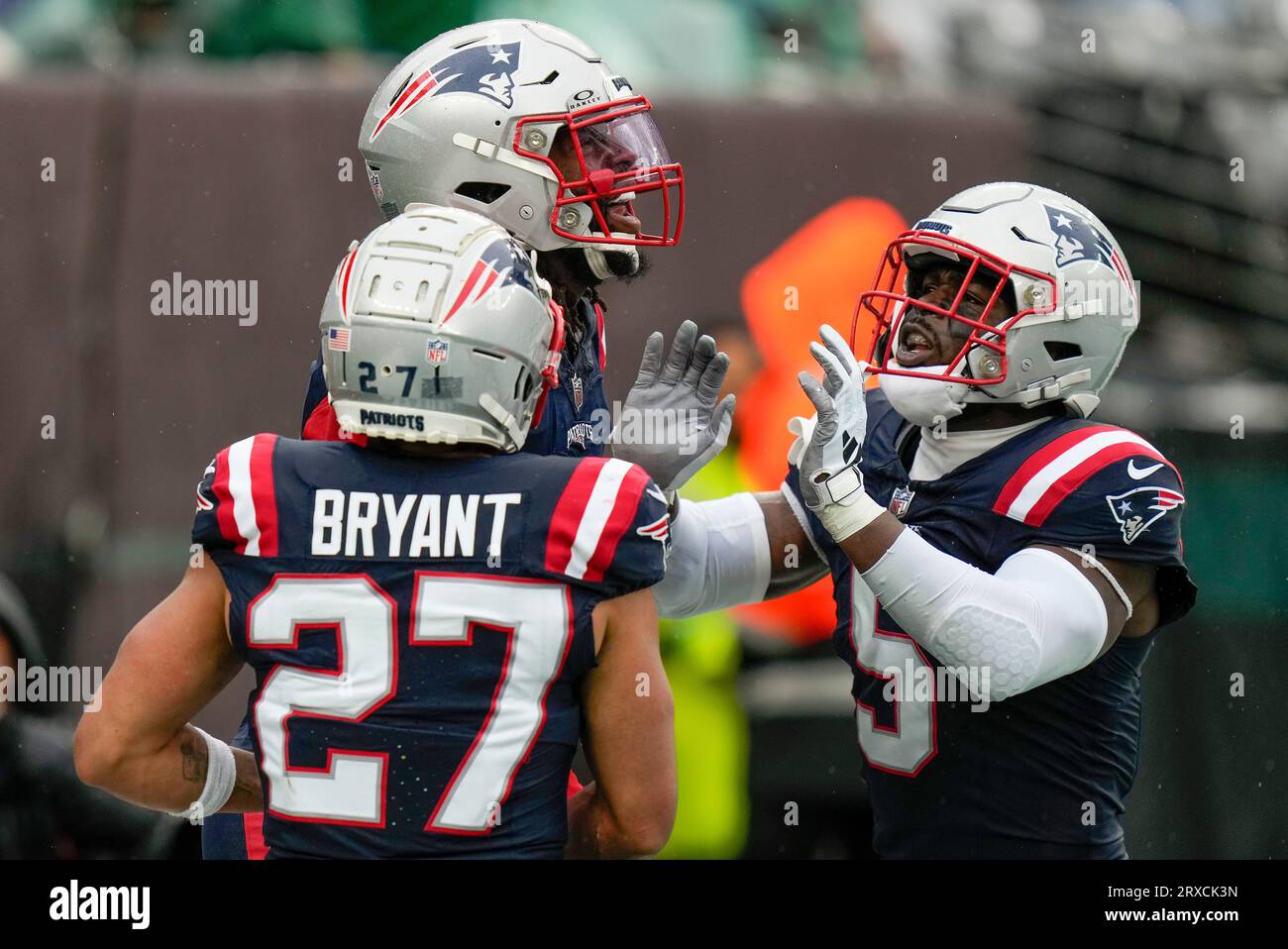 New England Patriots linebacker Matthew Judon (9) celebrates with
