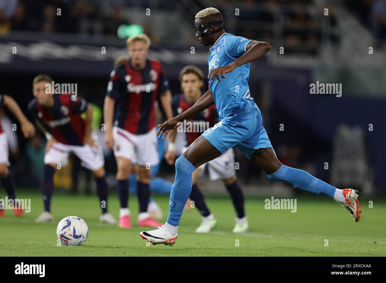 Bologna, Italy. 24th Sep, 2023. SSC Napoli's Nigerian forward Victor Osimhen misses the penalty during the Serie A football match between Bologna FC 1909 vs SSC Napoli at the Stadio Renato Dall Ara Bologna, on September 24, 2023. Credit: Independent Photo Agency/Alamy Live News Stock Photo