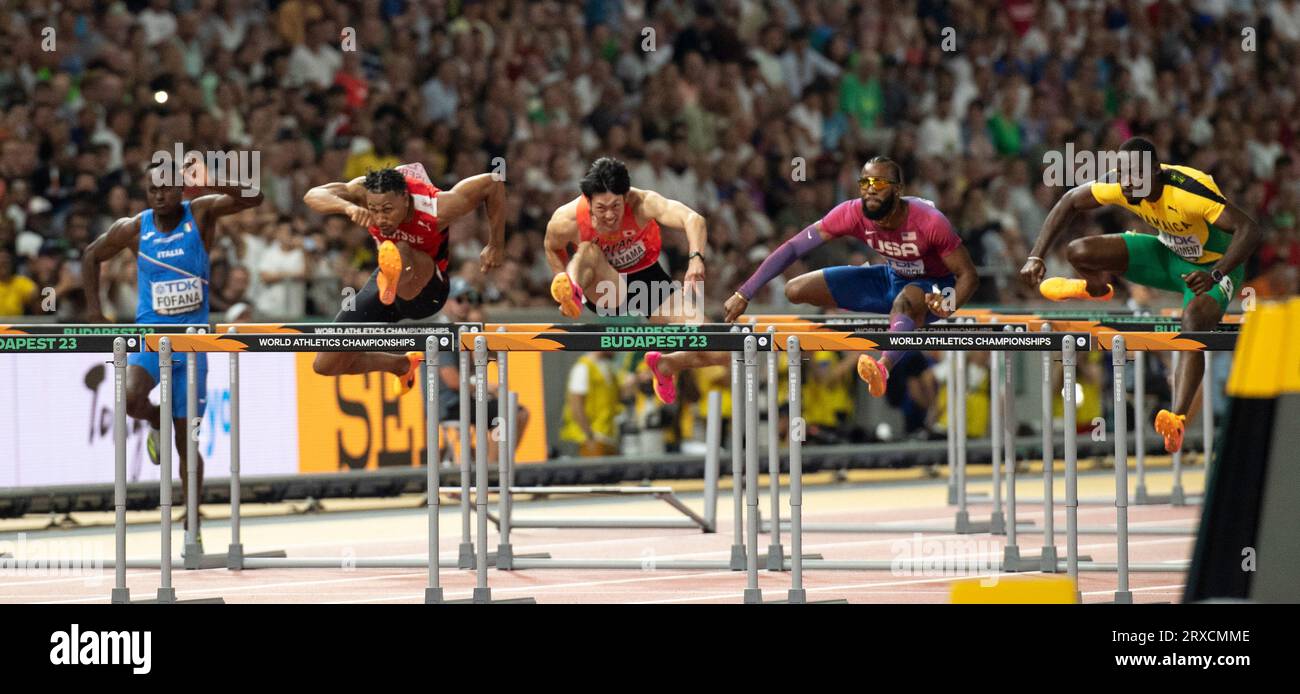 Shunya Takayama of Japan competing in the 110m hurdles semifinals at