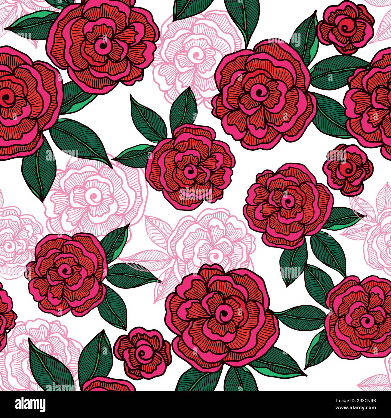 Cute rose flower seamless pattern for textile , pink vector background ...