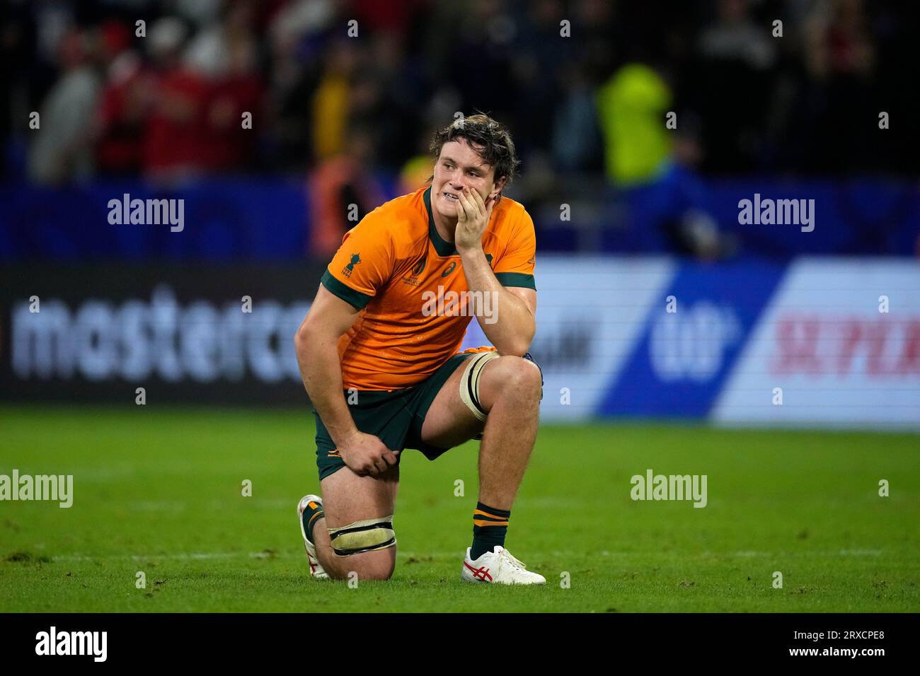 Australia's Tom Hooper reacts during the Rugby World Cup Pool C match ...