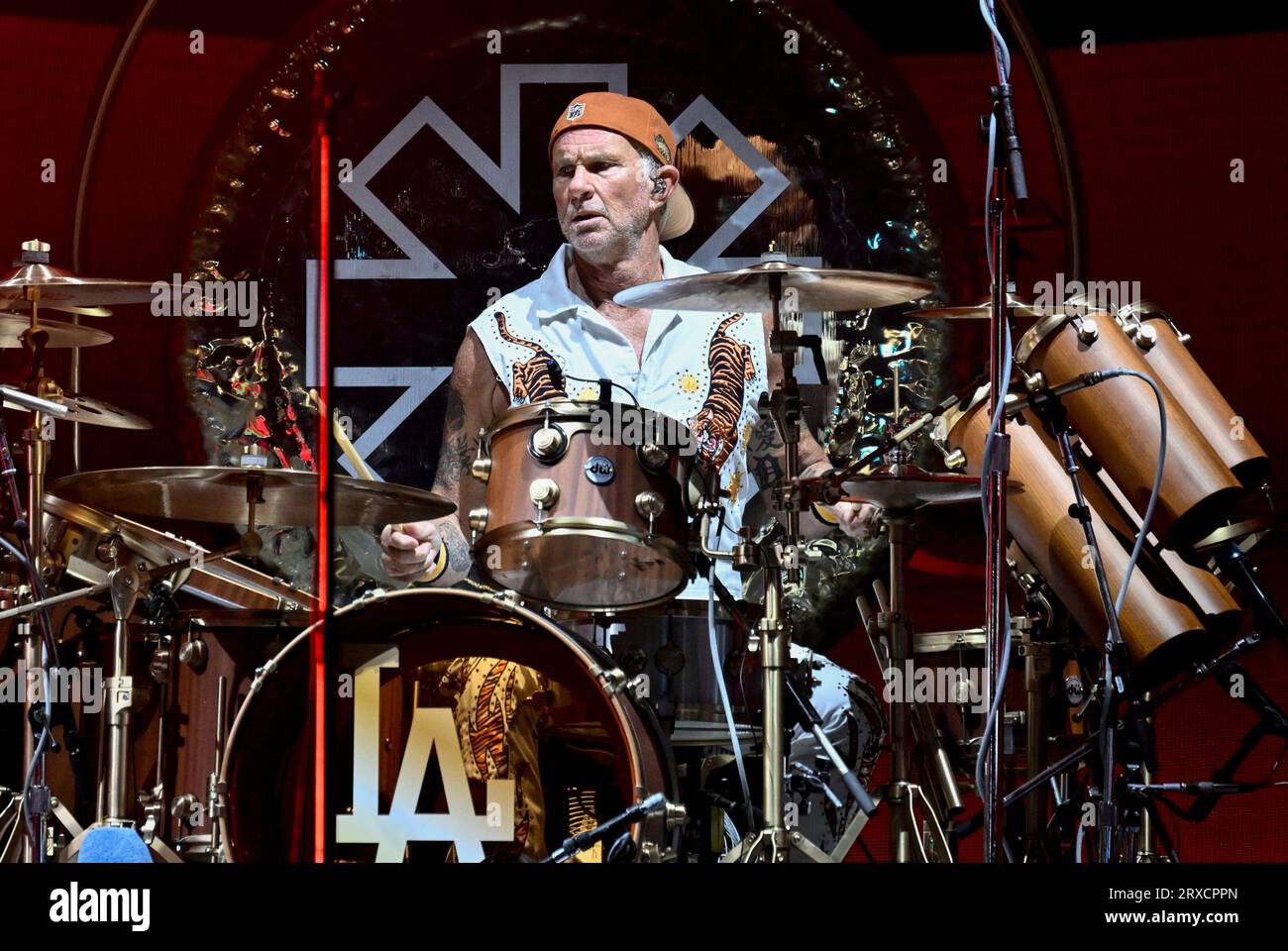 Drummer Chad Smith of the Red Hot Chili Peppers performs during
