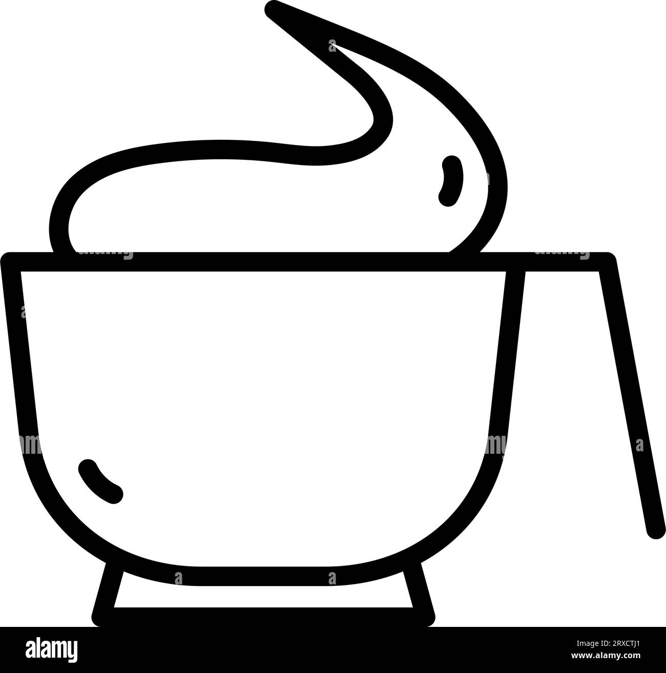 Hair dye paint icon. Cream in bowl. Contour symbol. Outline hair dye