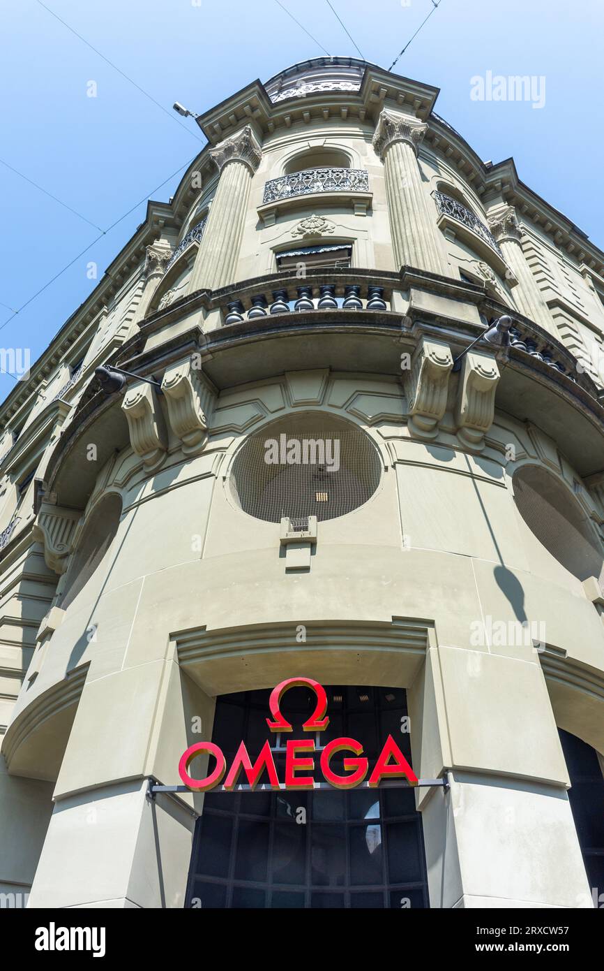 Entrance to OMEGA Boutique Zürich, Bahnhofstrasse. Zurich, City of Zürich, Zürich, Switzerland Stock Photo