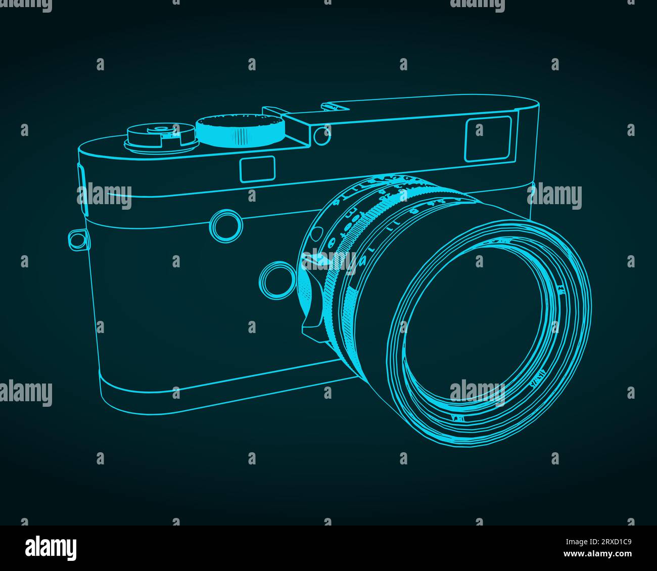 Stylized vector illustration of blueprint of mirrorless rangefinder camera  Stock Vector Image & Art - Alamy