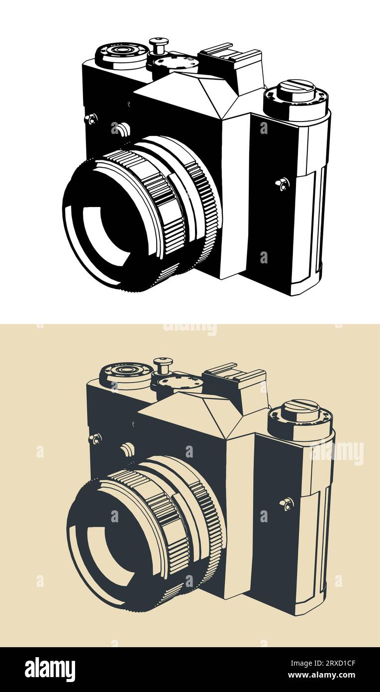 Stylized vector illustration of retro SLR film camera Stock Vector