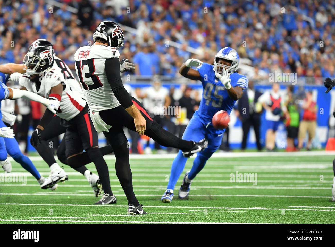 Atlanta Falcons punter Bradley Pinion (13) punts in the first half of an  NFL football game against the Pittsburgh Steelers in Atlanta, Thursday,  Aug. 24, 2023. (AP Photo/Gerald Herbert Stock Photo - Alamy