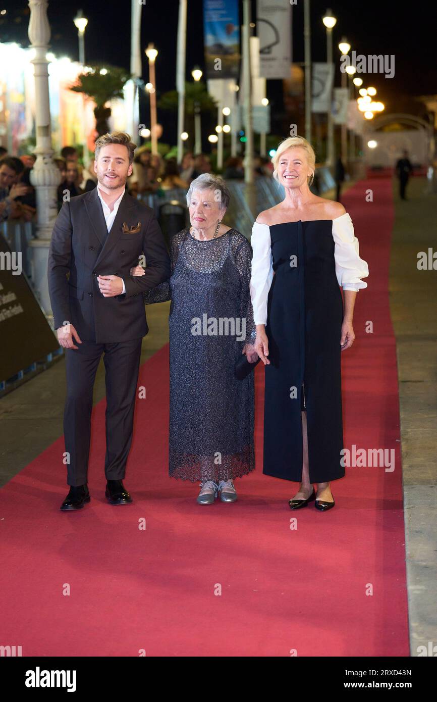 Donostia / San Sebastian. Spain. 20230924,  Pablo Rivero, Maria Galiana, Ana Duato attended 'Cuentame como Paso, Gala' Red Carpet during 71st San Sebastian International Film Festival at Victoria Eugenia Theatre on September 24, 2023 in Donostia / San Sebastian, Spain Stock Photo