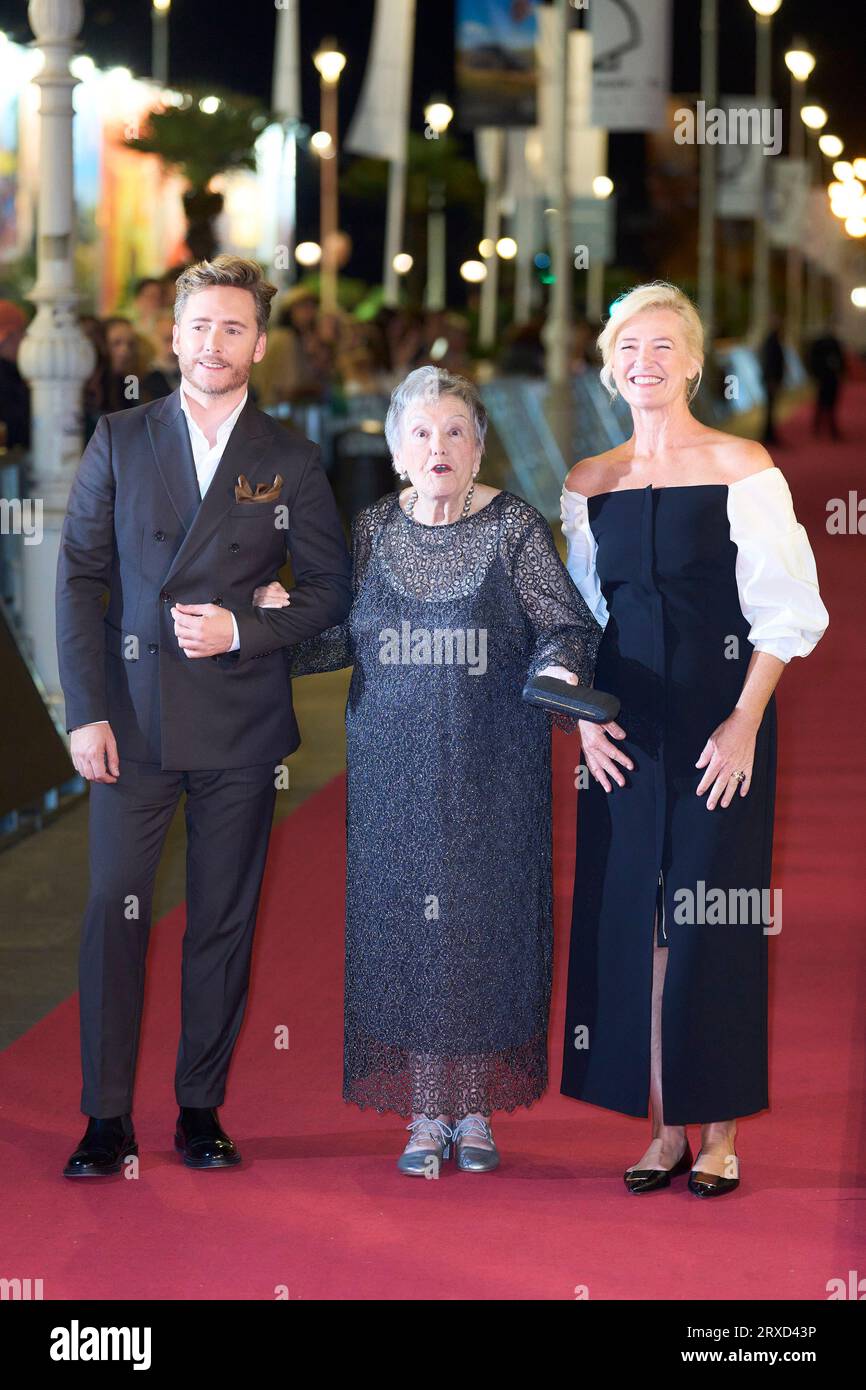 Donostia / San Sebastian. Spain. 20230924,  Pablo Rivero, Maria Galiana, Ana Duato attended 'Cuentame como Paso, Gala' Red Carpet during 71st San Sebastian International Film Festival at Victoria Eugenia Theatre on September 24, 2023 in Donostia / San Sebastian, Spain Stock Photo