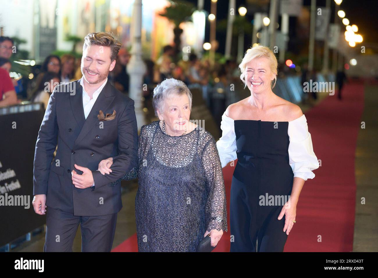 Donostia / San Sebastian. Spain. 20230924,  Pablo Rivero, Maria Galiana, Ana Duato attended 'Cuentame como Paso, Gala' Red Carpet during 71st San Sebastian International Film Festival at Victoria Eugenia Theatre on September 24, 2023 in Donostia / San Sebastian, Spain Stock Photo