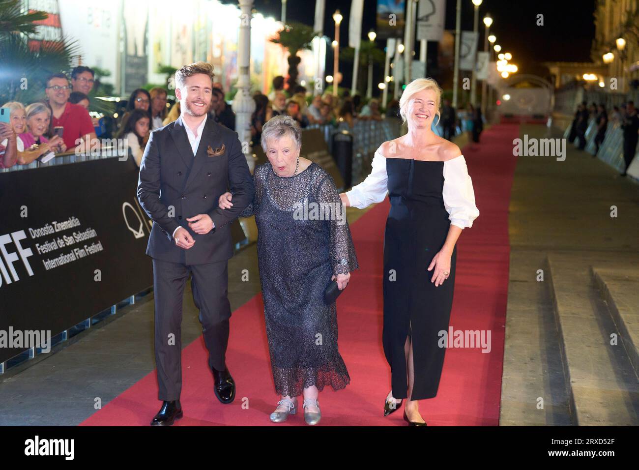September 24, 2023, Donostia / San Sebastian, Euskadi, Spain: Pablo Rivero, Maria Galiana, Ana Duato attended 'Cuentame como Paso, Gala' Red Carpet during 71st San Sebastian International Film Festival at Victoria Eugenia Theatre on September 24, 2023 in Donostia / San Sebastian, Spain (Credit Image: © Jack Abuin/ZUMA Press Wire) EDITORIAL USAGE ONLY! Not for Commercial USAGE! Stock Photo