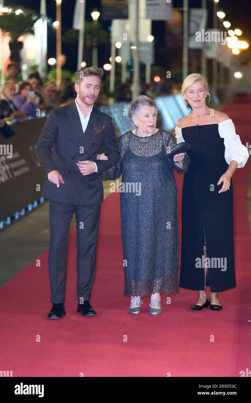 September 24, 2023, Donostia / San Sebastian, Euskadi, Spain: Pablo Rivero, Maria Galiana, Ana Duato attended 'Cuentame como Paso, Gala' Red Carpet during 71st San Sebastian International Film Festival at Victoria Eugenia Theatre on September 24, 2023 in Donostia / San Sebastian, Spain (Credit Image: © Jack Abuin/ZUMA Press Wire) EDITORIAL USAGE ONLY! Not for Commercial USAGE! Stock Photo