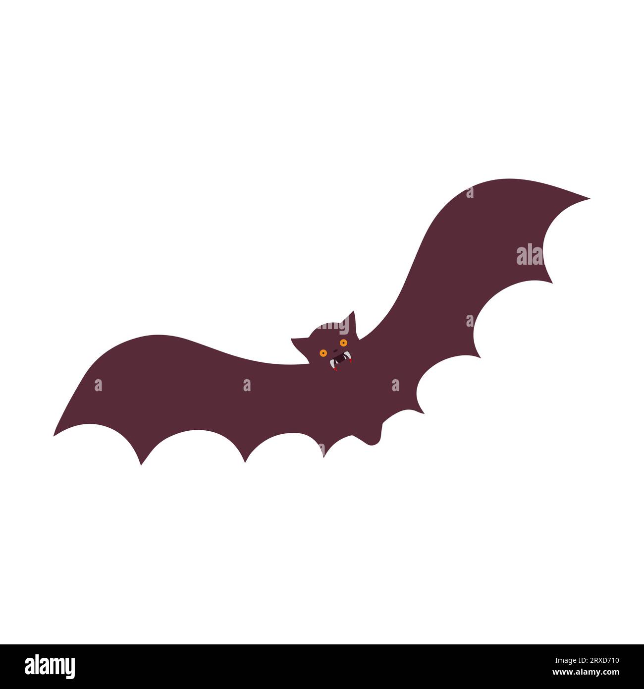 Cartoon character with vampire mouth with fangs. Bat with fangs and