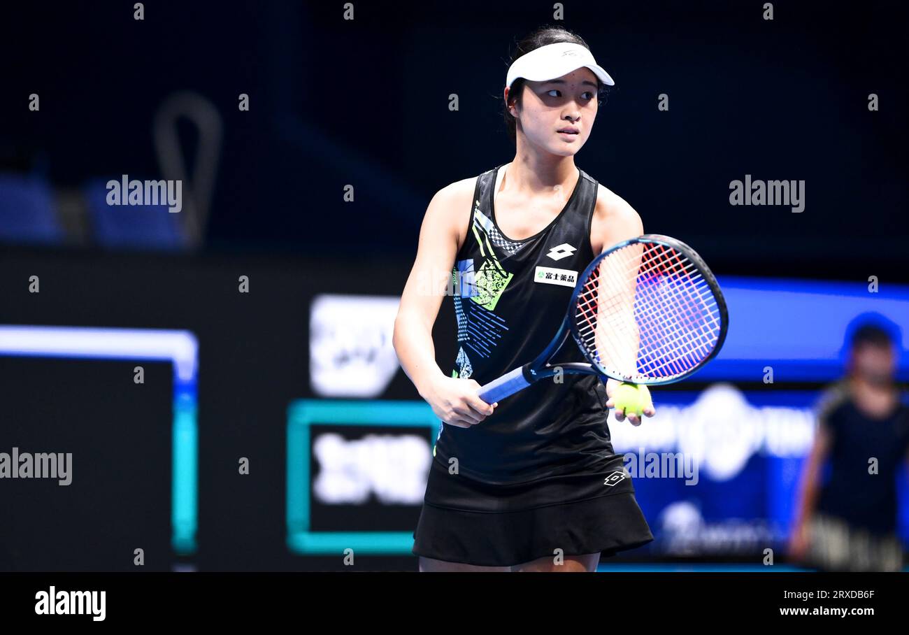 Ariake Coliseum during TORAY Pan Pacific Open Tennis Tournament 2023, Japan. 23rd Sep, 2023. Sara Saito (JPN), SEPTEMBER 23, 2023 - Tennis : Women's Singles qualifying at Ariake Coliseum during TORAY Pan Pacific Open Tennis Tournament 2023, Japan. Credit: SportsPressJP/AFLO/Alamy Live News Stock Photo