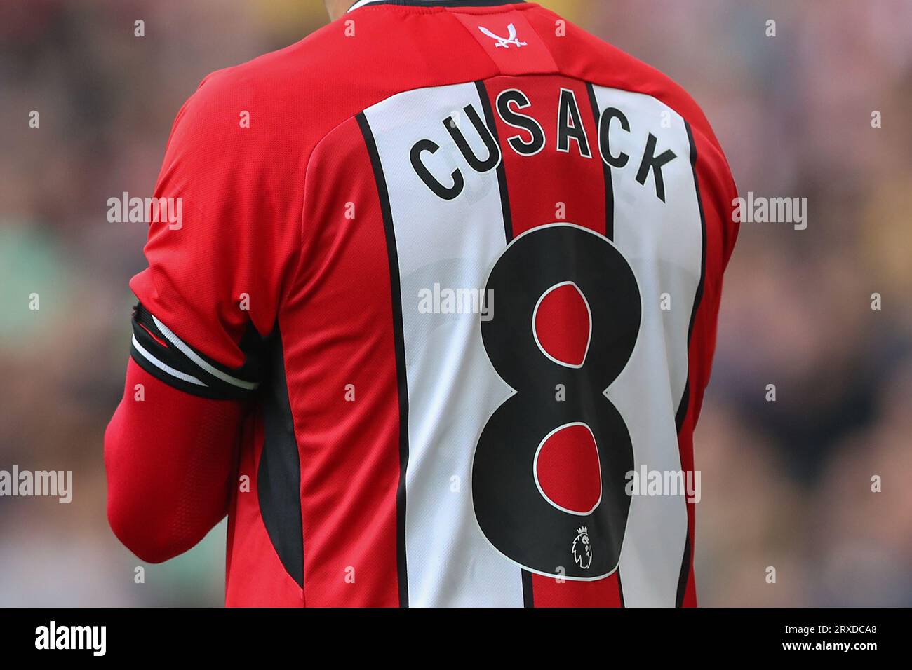 Sheffield, UK. 24th Sep, 2023. Sheffield United players wear a special shirt in memory of Maddy Cusack of Sheffield United Women ahead of the Premier League match Sheffield United vs Newcastle United at Bramall Lane, Sheffield, United Kingdom, 24th September 2023 (Photo by Gareth Evans/News Images) in Sheffield, United Kingdom on 9/24/2023. (Photo by Gareth Evans/News Images/Sipa USA) Credit: Sipa USA/Alamy Live News Stock Photo