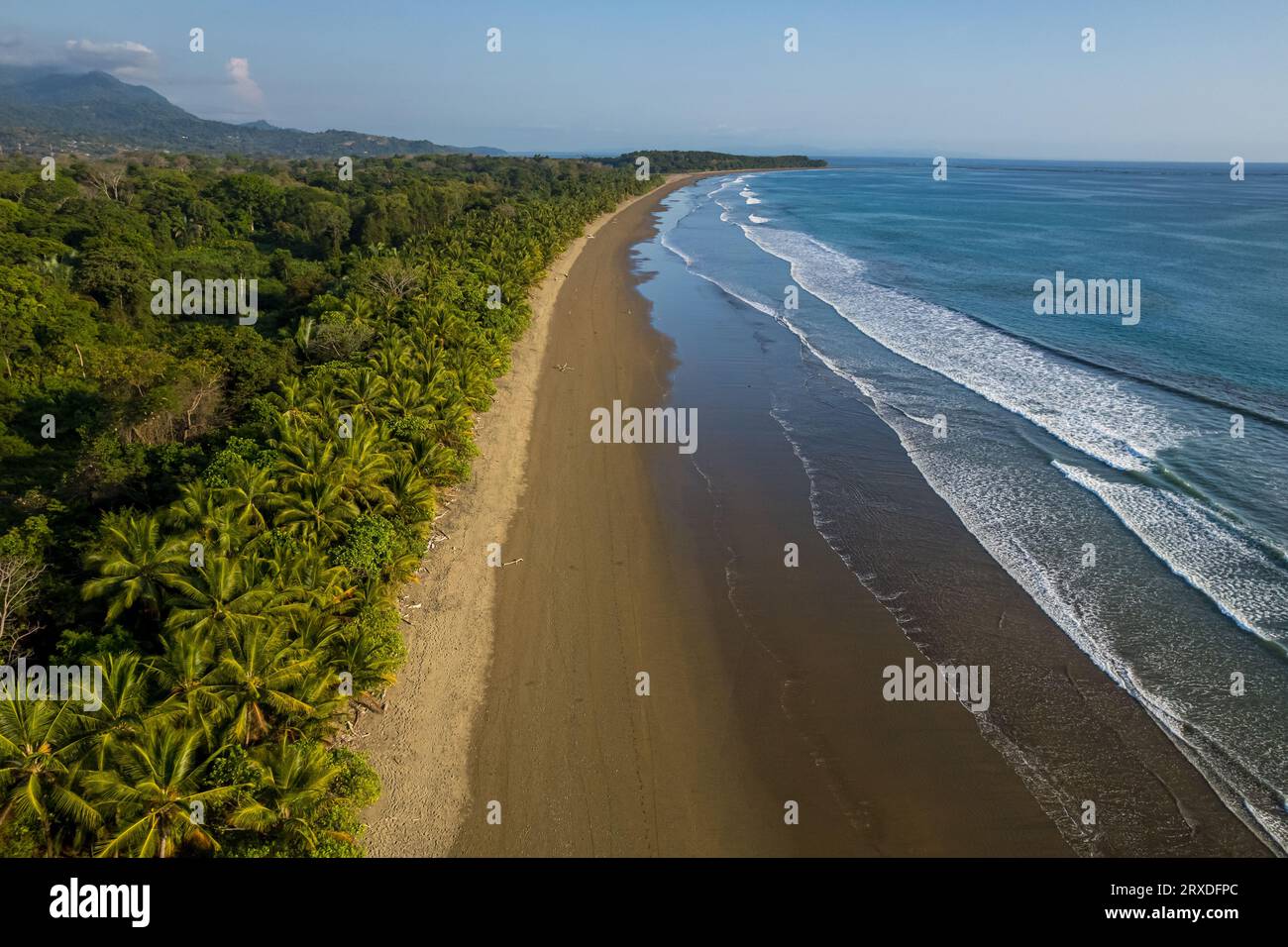 Beautiful aerial view of Uvita Beach in Costa Rica Rainforest meets the