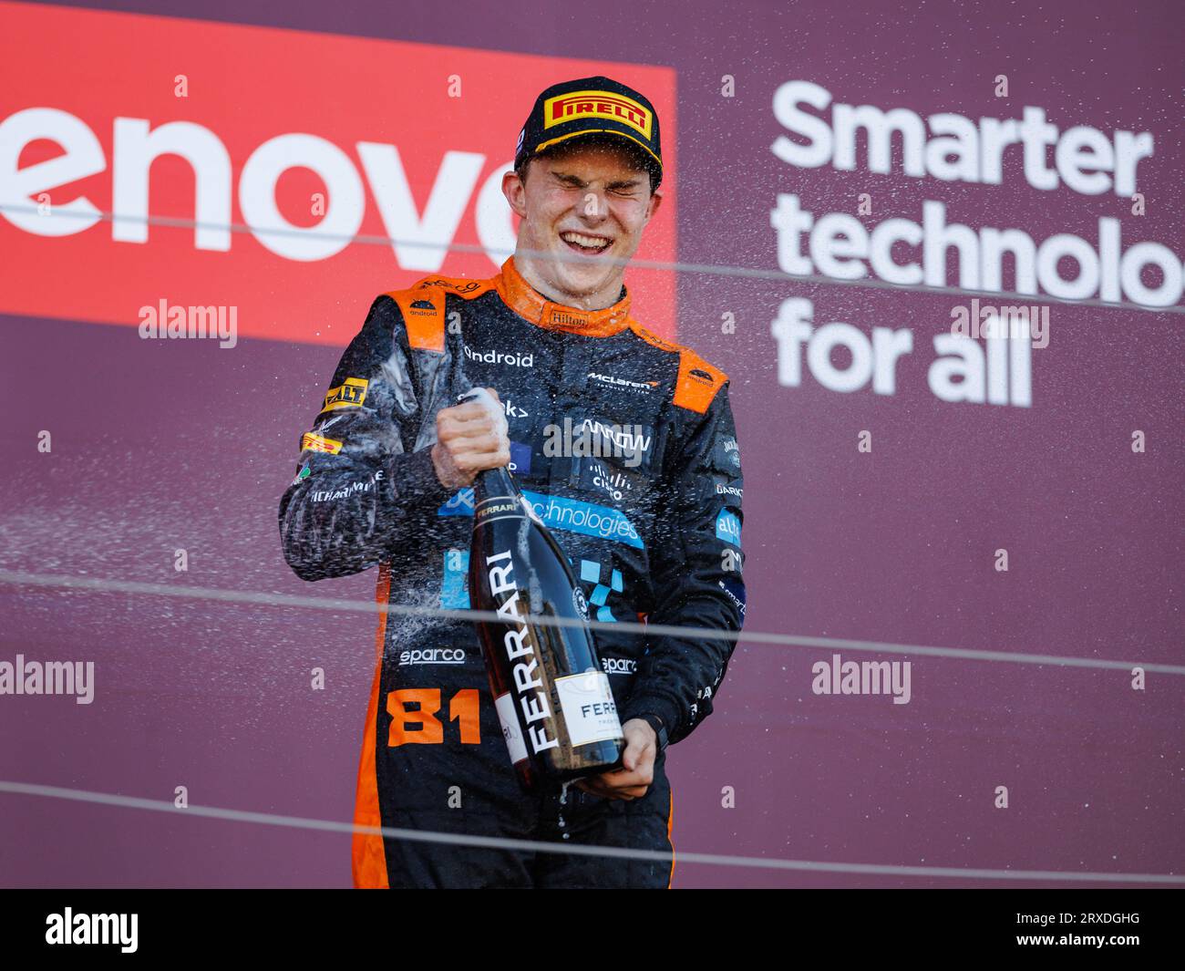 Suzuka, Japan. 24th Sep, 2023. Suzuka, Japan, Sunday 24 September: Oscar Piastri (AUS) of team McLaren on the Podium during the 2023 Japan Formula One Grand Prix. Fee liable image, photo and copyright © PETERSON Mark ATP Images (PETERSON Mark/ATP/SPP) Credit: SPP Sport Press Photo. /17�Թ����� Live News Stock Photo