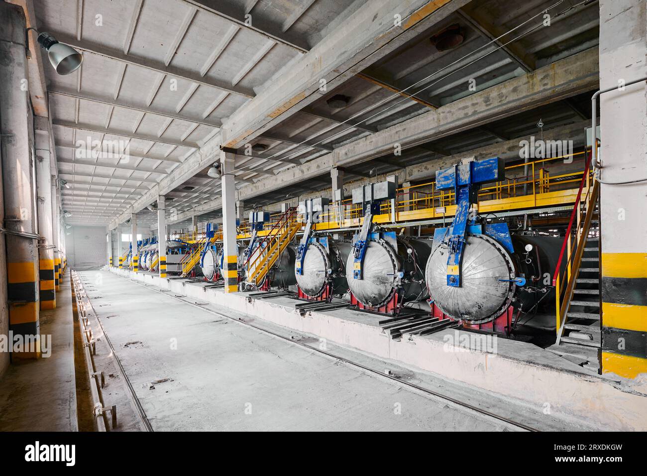 Autoclaves for foam concrete blocks hardening at factory Stock Photo ...